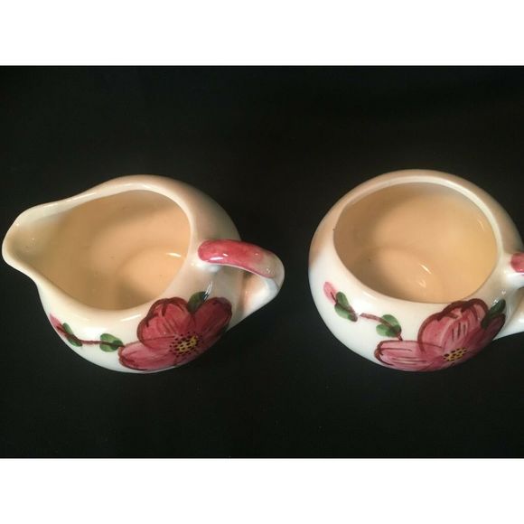 Stetson Style Red Flower Sugar Bowl n Creamer. - Picture 7 of 8